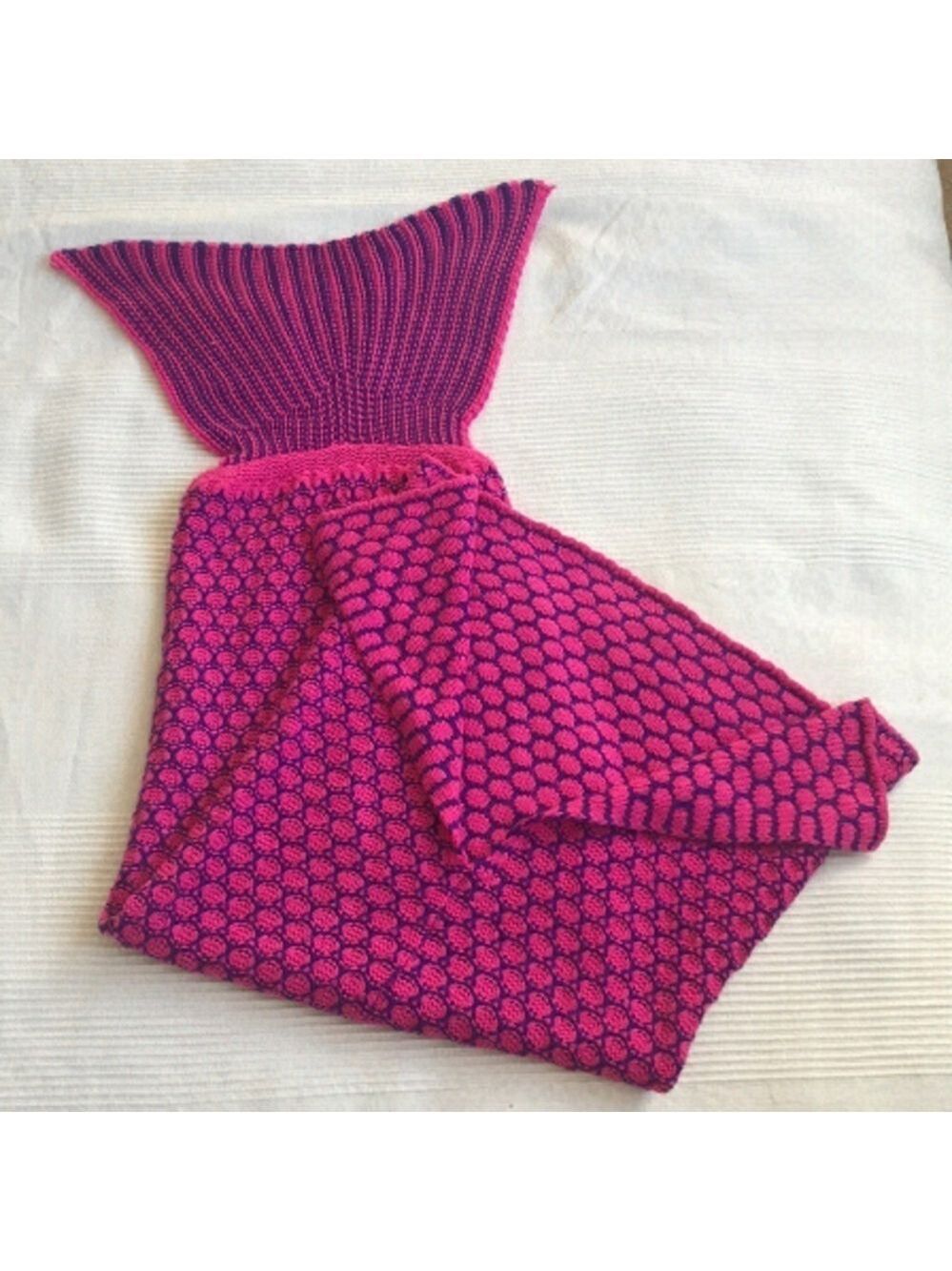 Mermaid Tail Knit Purple and Pink Reading Blanket